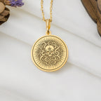 a gold necklace with instructions for how to wear it