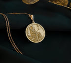 14K Solid Gold Skeleton Charm Necklace, Undead Silver Pendant, Rose Gold Throne Necklace, Royal Jewelry, Undead King Medallion, Throne Charm
