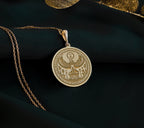 14K Solid Gold Horus Charm Necklace, Horus Silver Pendant, Rose Gold Horus Necklace, Egyptian Jewelry, Falcon Medallion, Eye Of Horus Charm