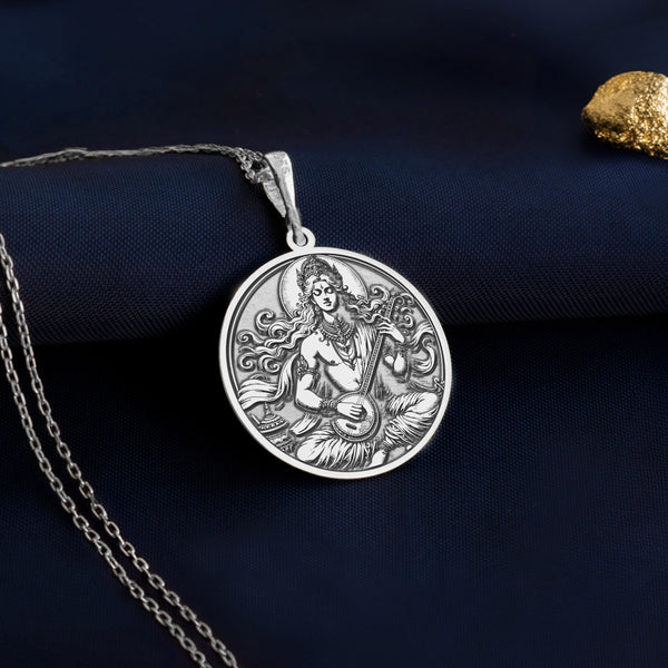 Gandharva silver necklace, Celestial musician silver jewelry, Divine musician silver pendant, Gandharva inspired silver jewelry, Gandharva themed silver necklace, Gandharva silver charm, Gandharva silver jewelry , Gandharva silver locket.