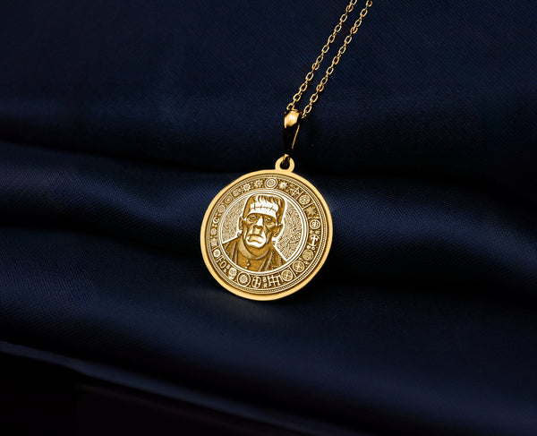 Frankenstein Pendant Necklace, Spooky Halloween Horror Jewelry • Authentic Gothic Collectible Gift for Fans, Cosplay & Unique Ghoul Style