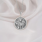Dalmatian Medallion Necklace Necklaces 925 925 Sterling Silver sterling silver leopard face pendant with crescent moon and floral details necklace