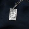 Strength Tarot Card Charm Necklace, 14K Solid Gold Tarot Charm, Strength Tarot Card Silver Charm Necklace, Personalized Tarot Card Charm