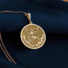 Gold Libra Pendant for women, Libra coin pendant , Zodiac for women, libra medallion, Gold libra chain ,woman carrying scales , angel with scale, Women with scale, Libra scale, Scale necklace, Scale charm, Scale pendant, balance necklace