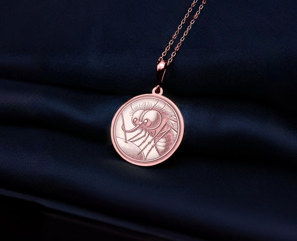 Mosquito 14K Solid Gold Pendant, Fly insect Silver Charm Pendant, Fly Bite Gold Charm Necklace, Funny Insect Charm Necklace, Cute Mosquito