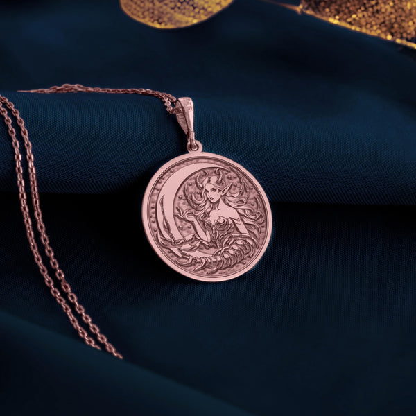 Scorpio Zodiac Rose Gold Pendant for Women – Crafted in rose gold plating, this elegant scorpion charm celebrates Scorpio’s fierce spirit. Perfect as a stylish, astrology-inspired accessory for the powerful and alluring Scorpio woman.