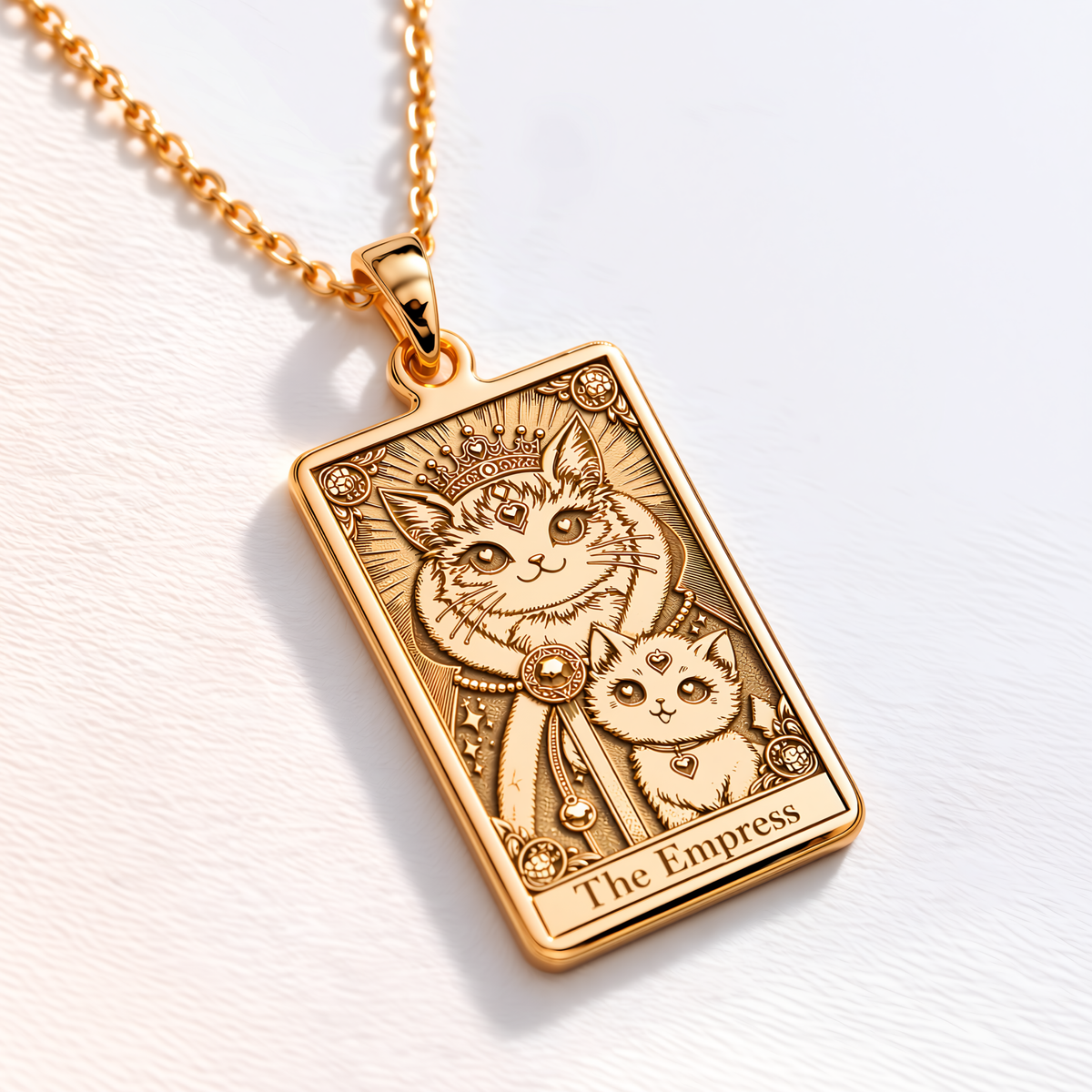 Empress Card Major Arcana Pendant - 14K Solid Gold, Left Angle View