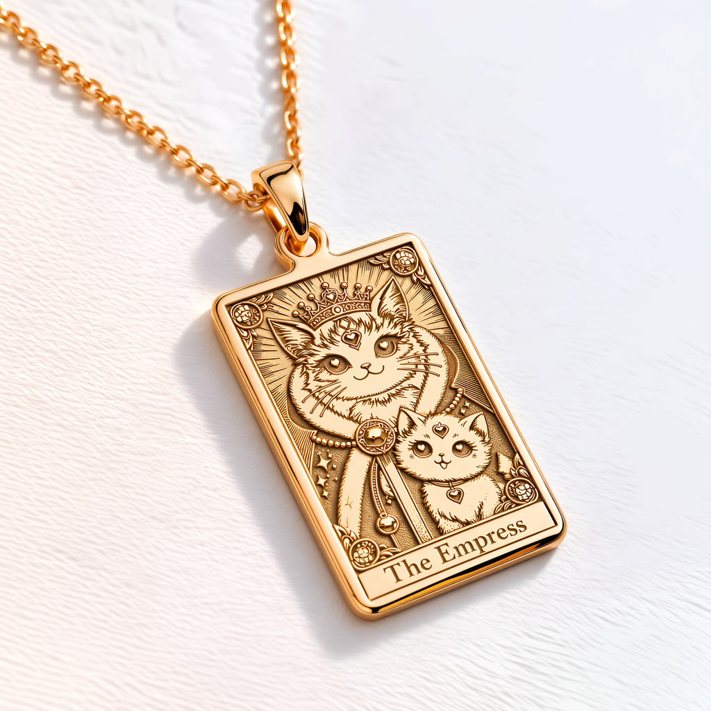 Empress Card Major Arcana Pendant - 14K Solid Gold, Right Angle View