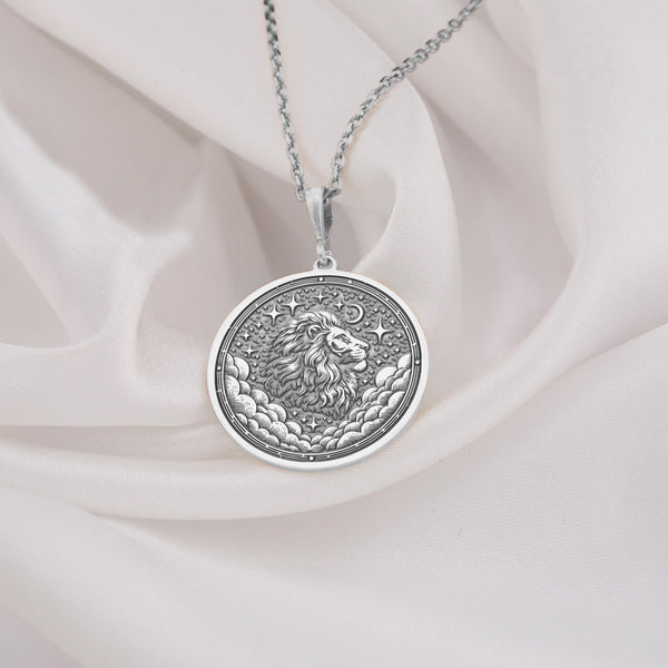 silver leo zodiac coin pendan tnecklace