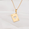 Ace of heart gold charm pendant necklace, gift for her, romantic jewelry, Heart Jewelry, heart pendant, playing card charms