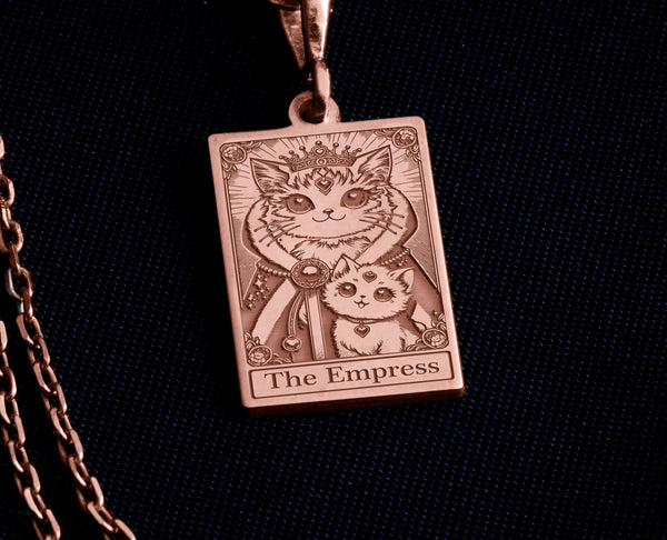 rose Gold The empress tarot card charm necklace