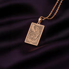 A custom rose gold plated Cat Lover tarot necklace. This piece is a perfect gift, celebrating the adventurous heart of the Bengal cat.