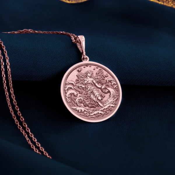 Aquarius women pendant necklace Rose Gold Plated zodiac gifts for her, horoscope charm aquarius, birthsign, constellation aquarius featuring the zodiac symbol, a bold statement piece for astrology lovers, perfect for everyday wear.