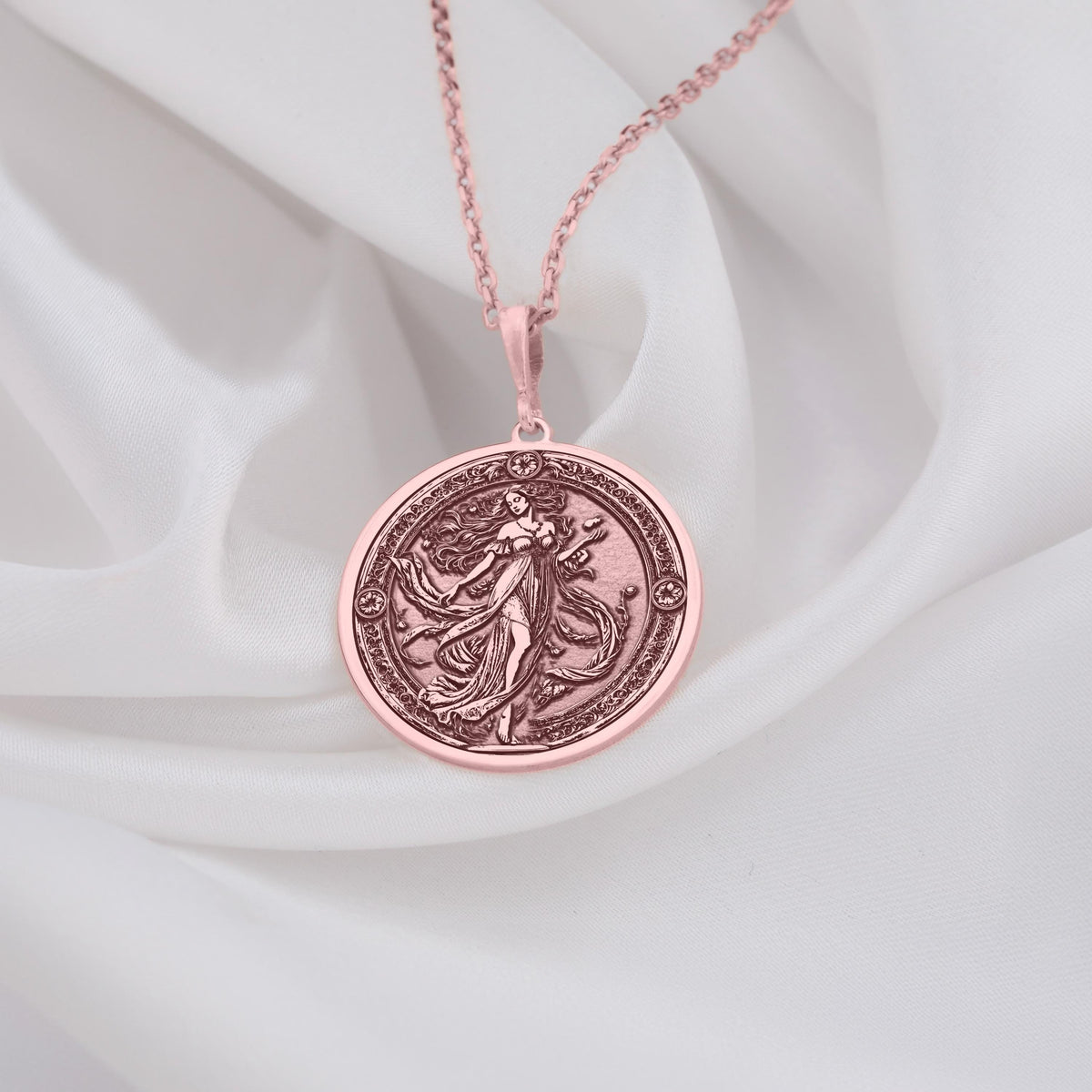 Persephone necklace, celestial goddess medallion, and Greek mythology pendant. This witchy statement piece embodies Persephone’s power, love, and transformation, with a pomegranate amulet representing rebirth and fate. Ideal for goddess worshippers, celestial fashion lovers, and seekers of symbolic jewelry with deep meaning.