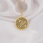 14K Solid Gold Chinese Zodiac Tiger pendant, featuring a majestic tiger with celestial elements. A bold and symbolic gold zodiac medallion representing strength and courage.