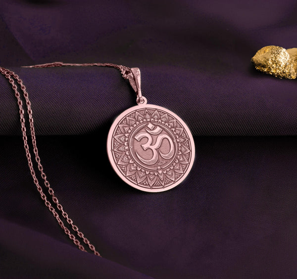 14K Solid Gold Om Pendant Necklace, Sacred Om Necklace , Spiritual Meditation Mindfulness Jewelry, Personalized Yoga Meditation Pendant