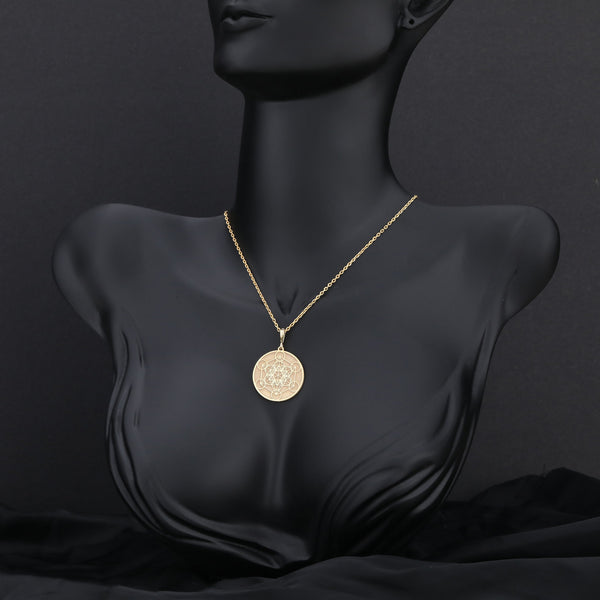 14K Solid Gold Metatron Pendant Necklace, Guardian of sacred geometry, Sacred Geometry Jewelry, Protection amulet, Metatron's Cube amulet