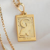14K Solid Gold The Moon Tarot Card Necklace, Tarot Reading Rectangle Charm, Dainty Tarot Moon Charm, The Moon Necklace