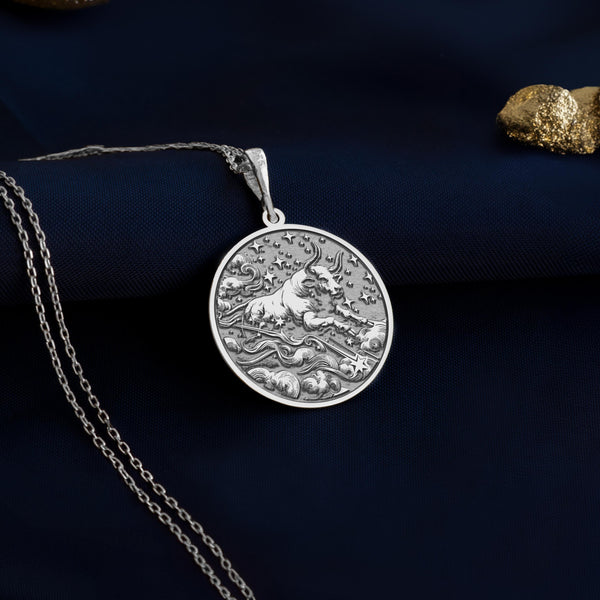 Silver Taurus zodiac pendantSterling silver Taurus pendantSilver Taurus necklaceSilver Taurus zodiac jewelry925 silver Taurus zodiac necklaceSilver Taurus astrology pendantTaurus zodiac pendant in silver