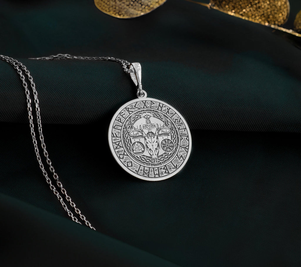 Silver Norse Mythology Necklace, Viking Amulet, Thor's Hammer Pendant, Mjolnir Necklace, Valkyrie Charm, Silver Nordic Jewelry, Pagan Rune Necklace, Norse Warrior Gift, Handmade Silver Viking Pendant