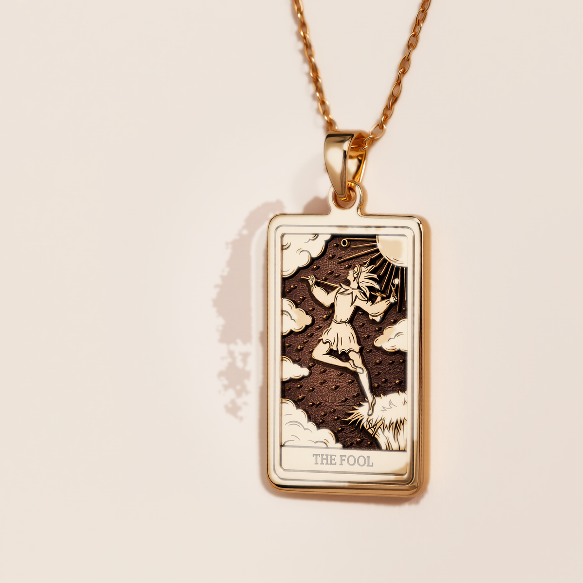 The Fool Tarot Pendant: 14K Gold with tarot card rider waite major arcana occult - View 6