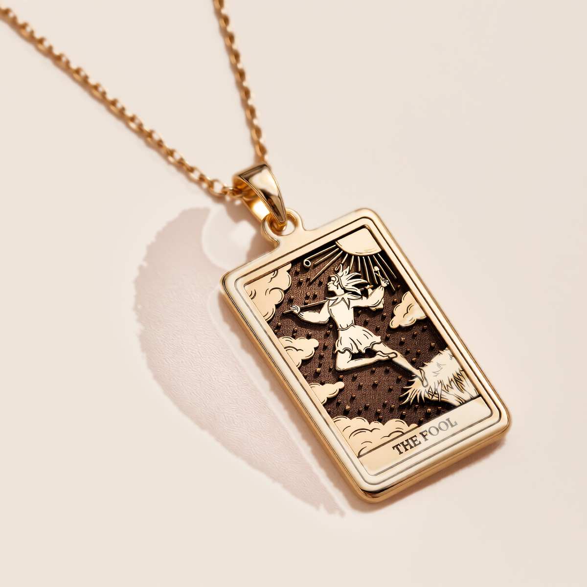 The Fool Tarot Pendant: 14K Gold with tarot card rider waite major arcana occult - View 10