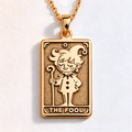 The Fool Tarot Pendant: 14K Gold with tarot card rider waite major arcana occult - View 48