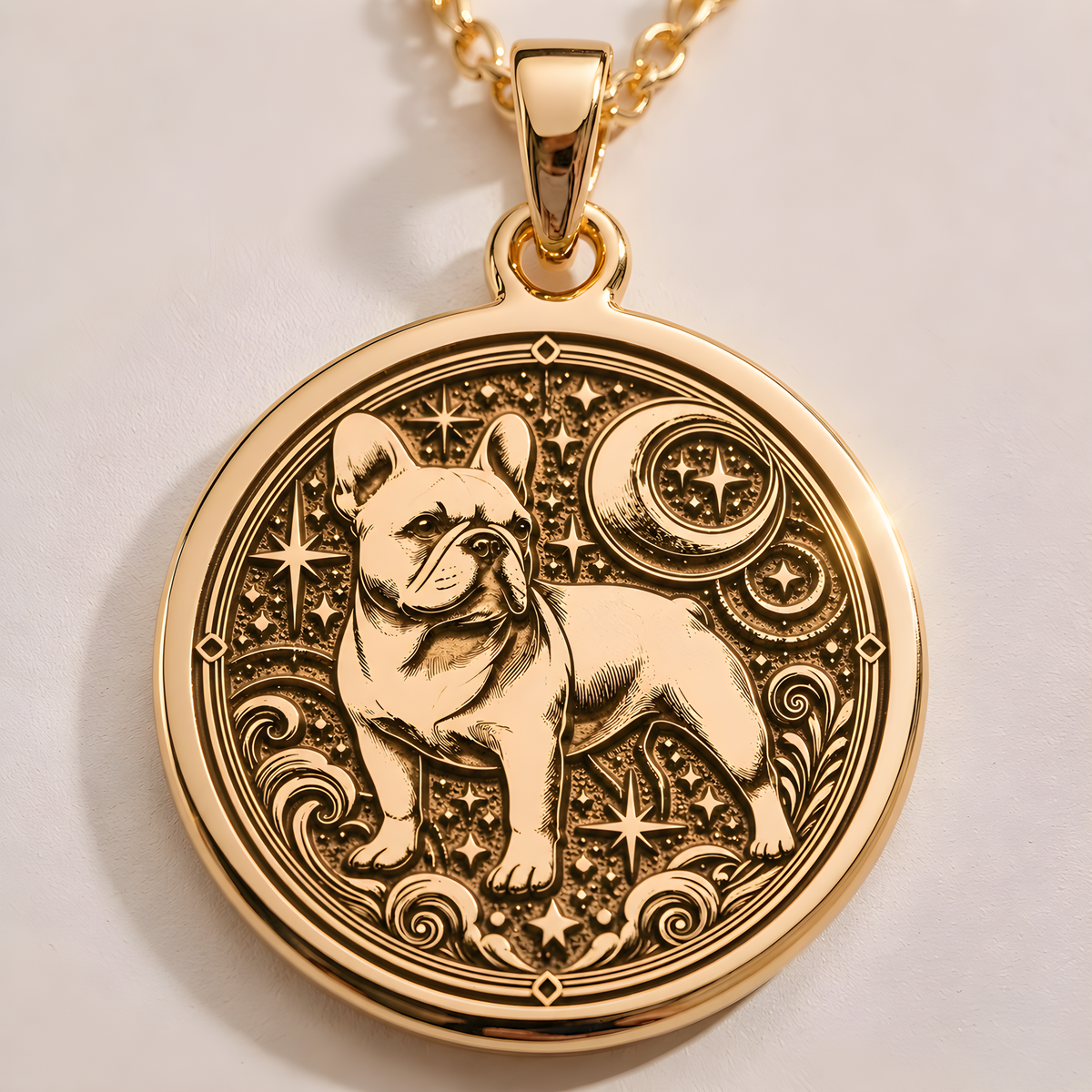 French Bulldog Spirit Animal Pendant - 14K Gold Plated