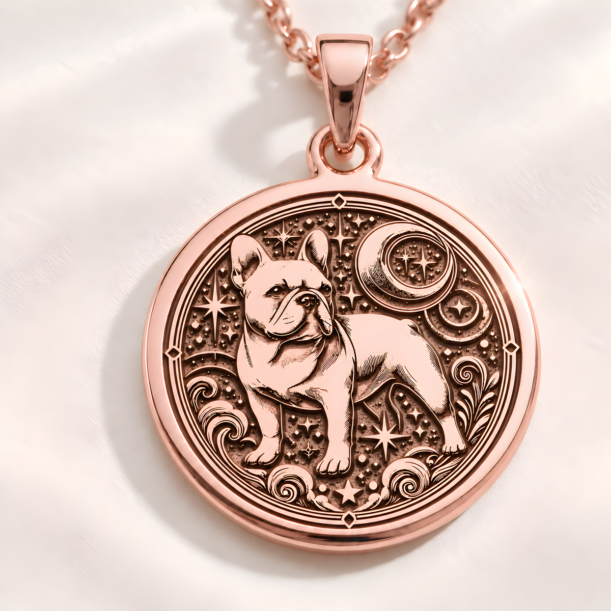 French Bulldog Spirit Animal Pendant - 14K Rose Gold Plated
