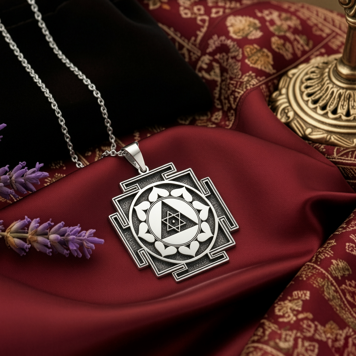 Ganesh Yantra Success Amulet Pendant - 925 Sterling Silver