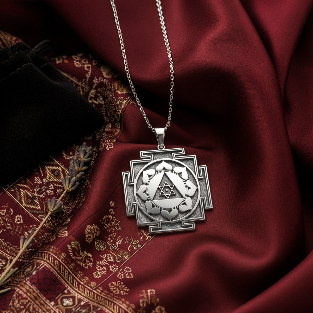 Ganesh Yantra Success Amulet Pendant - 925 Sterling Silver