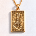 Gauntlet of Power Necklace: 14K Gold Fantasy Artifact, Gamer Strength Pendant - View 2
