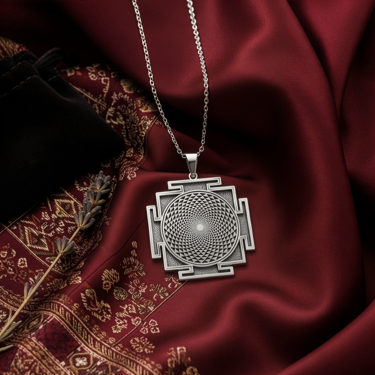 Gayatri Yantra Mantra Necklace - 925 Sterling Silver