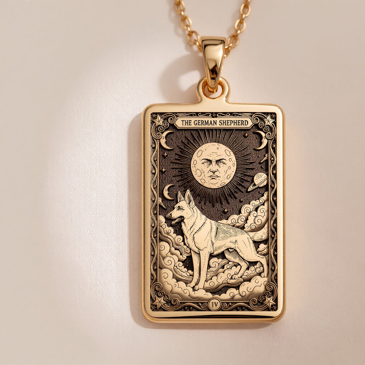 German Shepherd Guardian Dog Tarot Charm - 14K Gold Plated