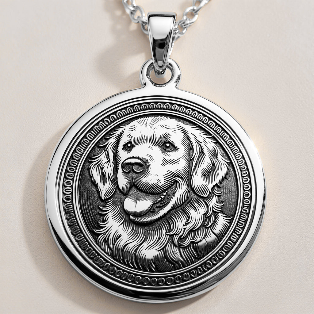 Golden Retriever Dog Pendant Necklace - 925 Sterling Silver