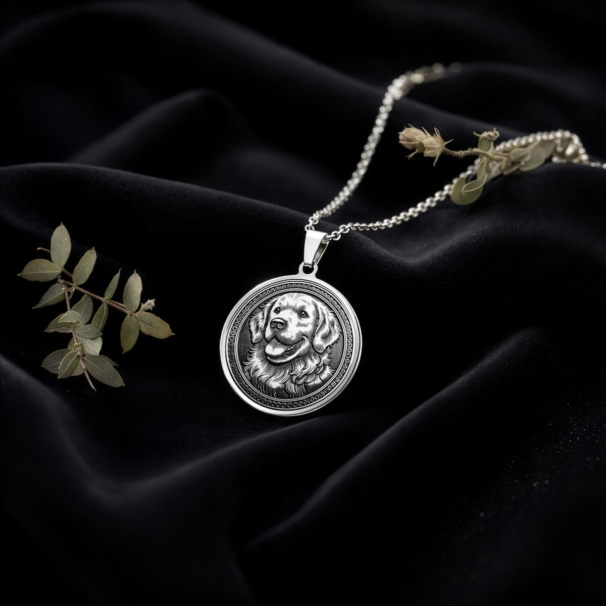 Golden Retriever Dog Pendant Necklace - 925 Sterling Silver