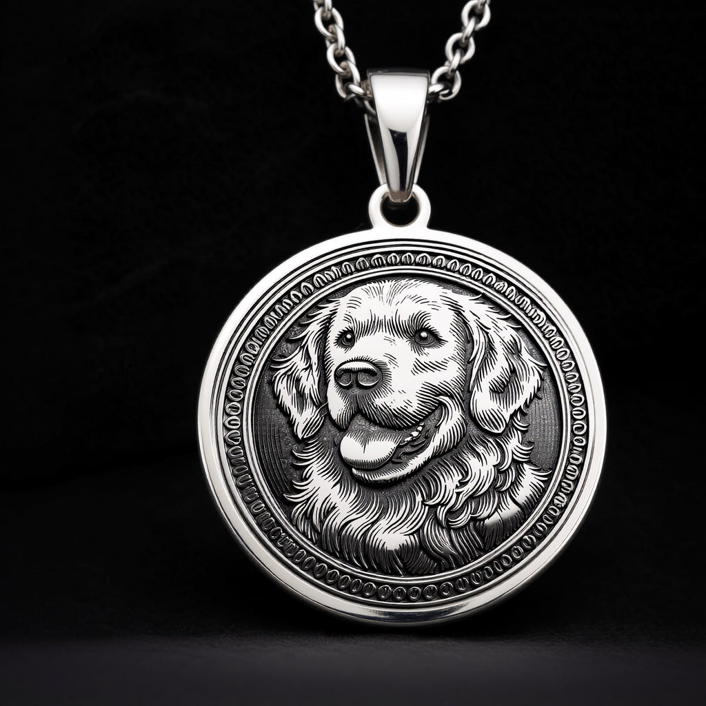 Golden Retriever Dog Pendant Necklace - 925 Sterling Silver