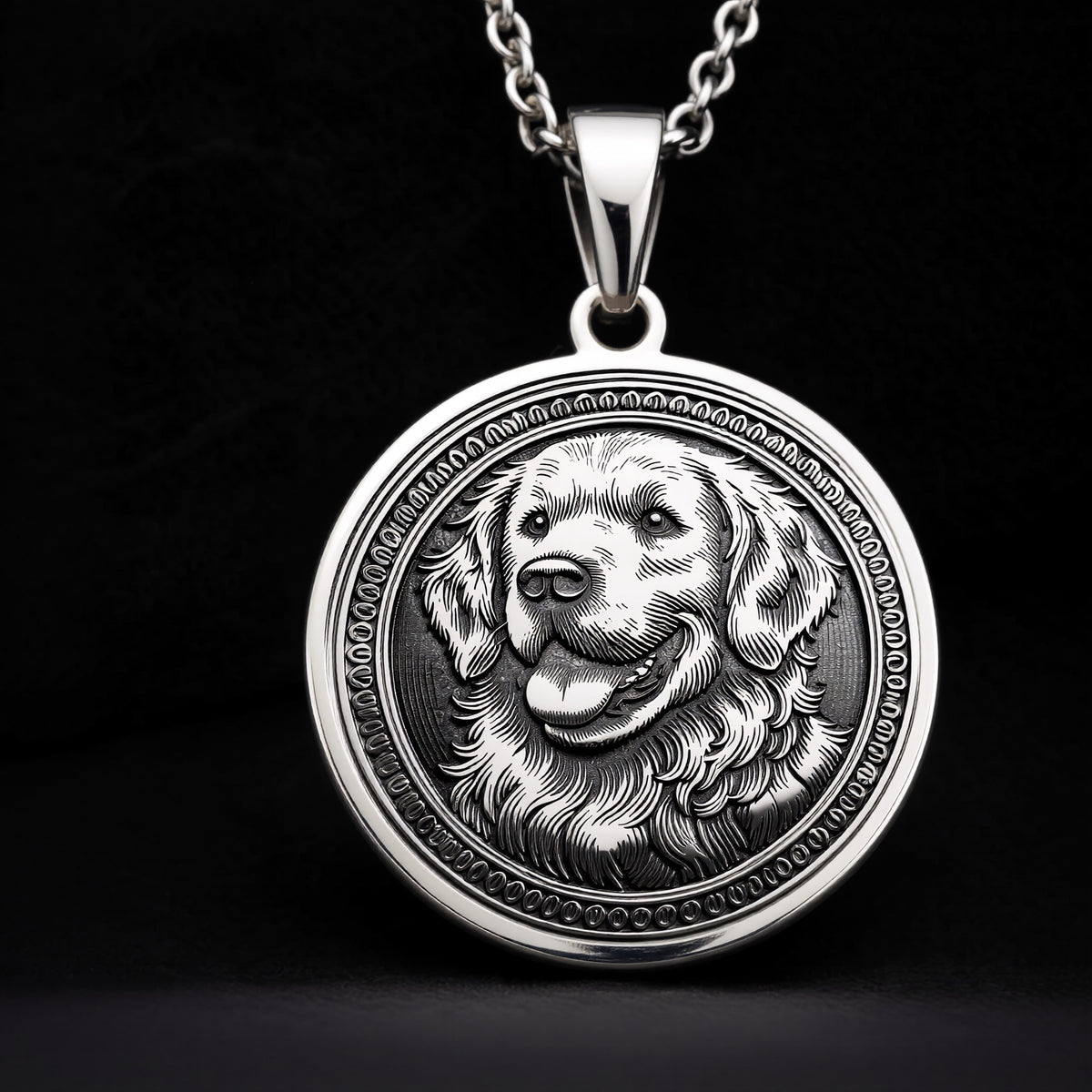 Golden Retriever Dog Pendant Necklace - 925 Sterling Silver