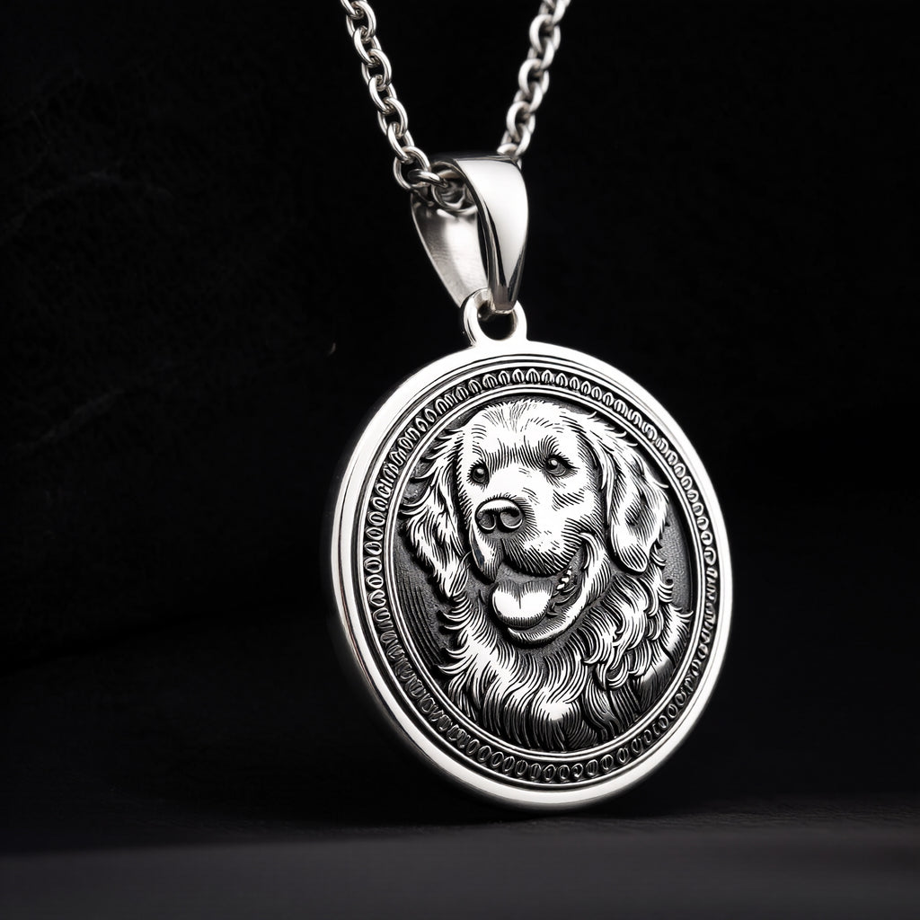 Golden Retriever Dog Pendant Necklace - 925 Sterling Silver