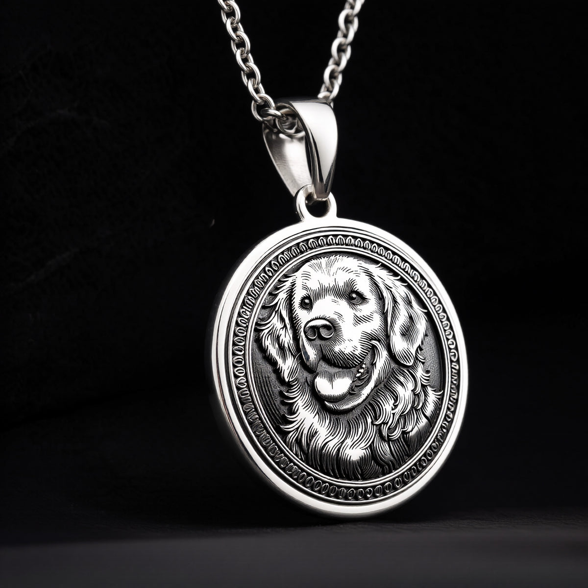 Golden Retriever Dog Pendant Necklace - 925 Sterling Silver