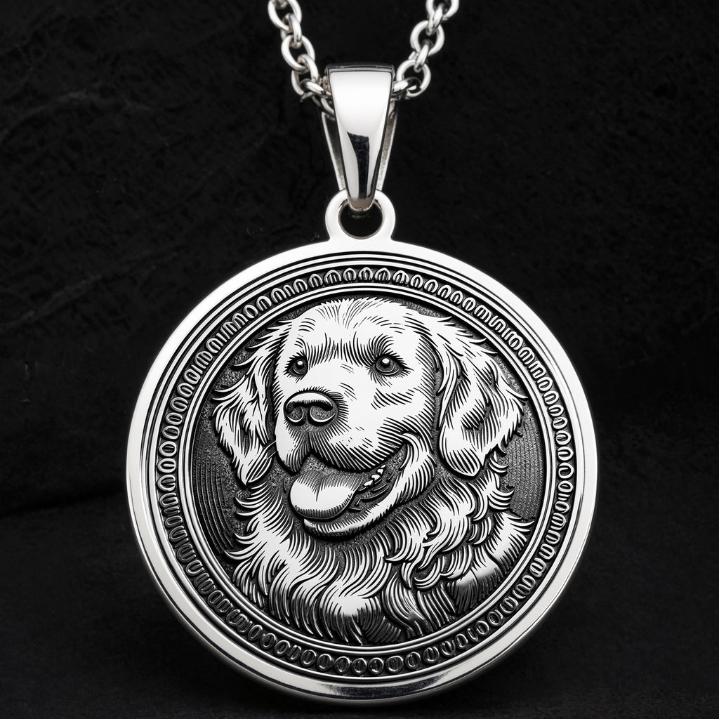 Golden Retriever Dog Pendant Necklace - 925 Sterling Silver