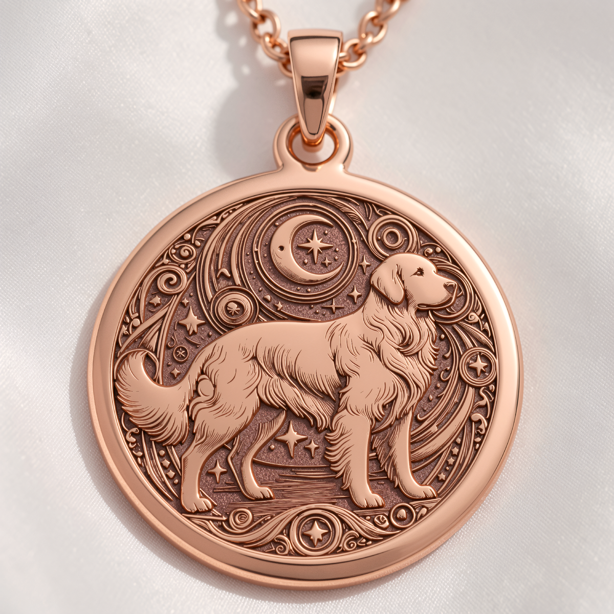Golden Retriever Medallion - 14K Rose Gold Plated
