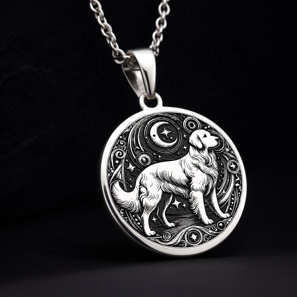 Golden Retriever Medallion - 925 Sterling Silver