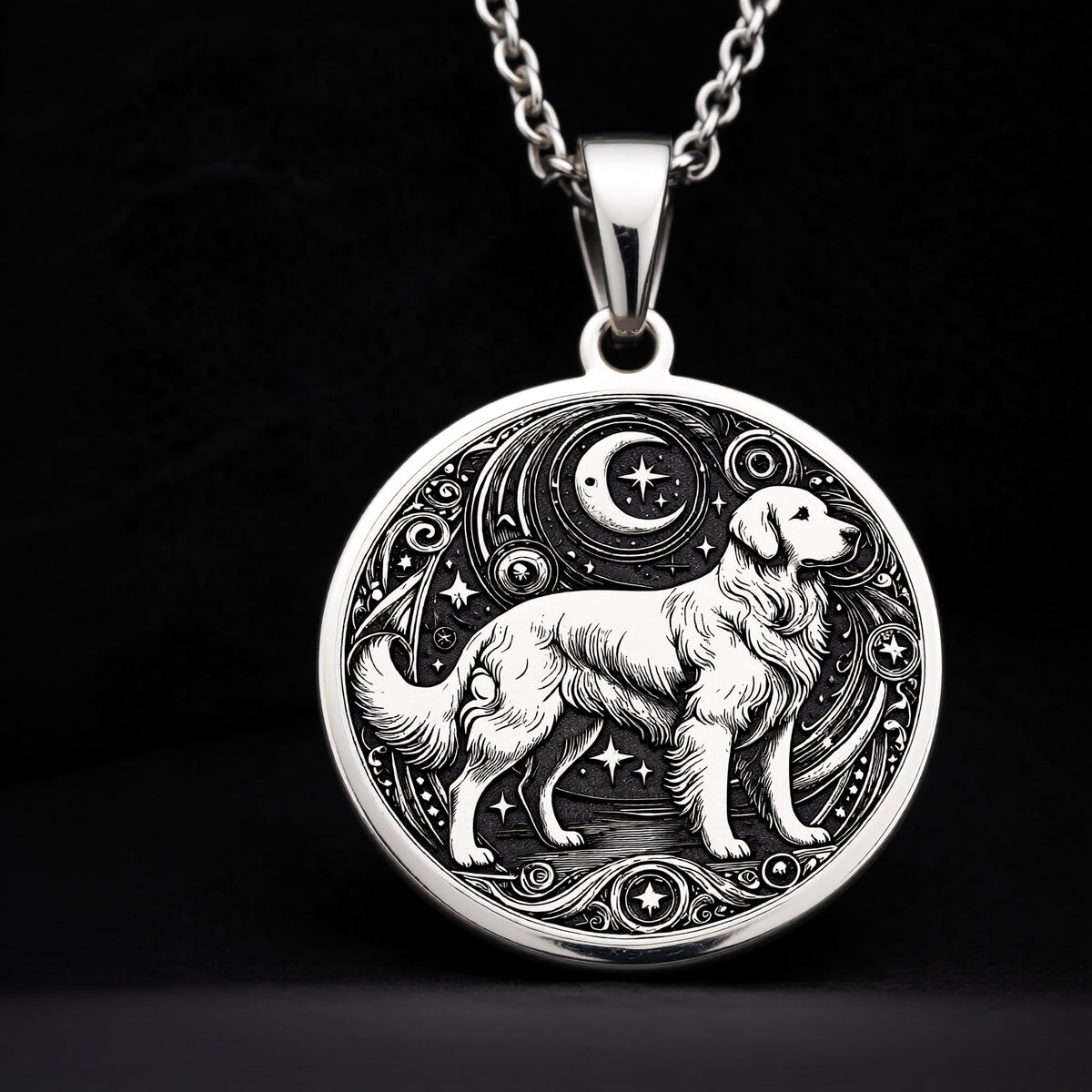 Golden Retriever Medallion - 925 Sterling Silver