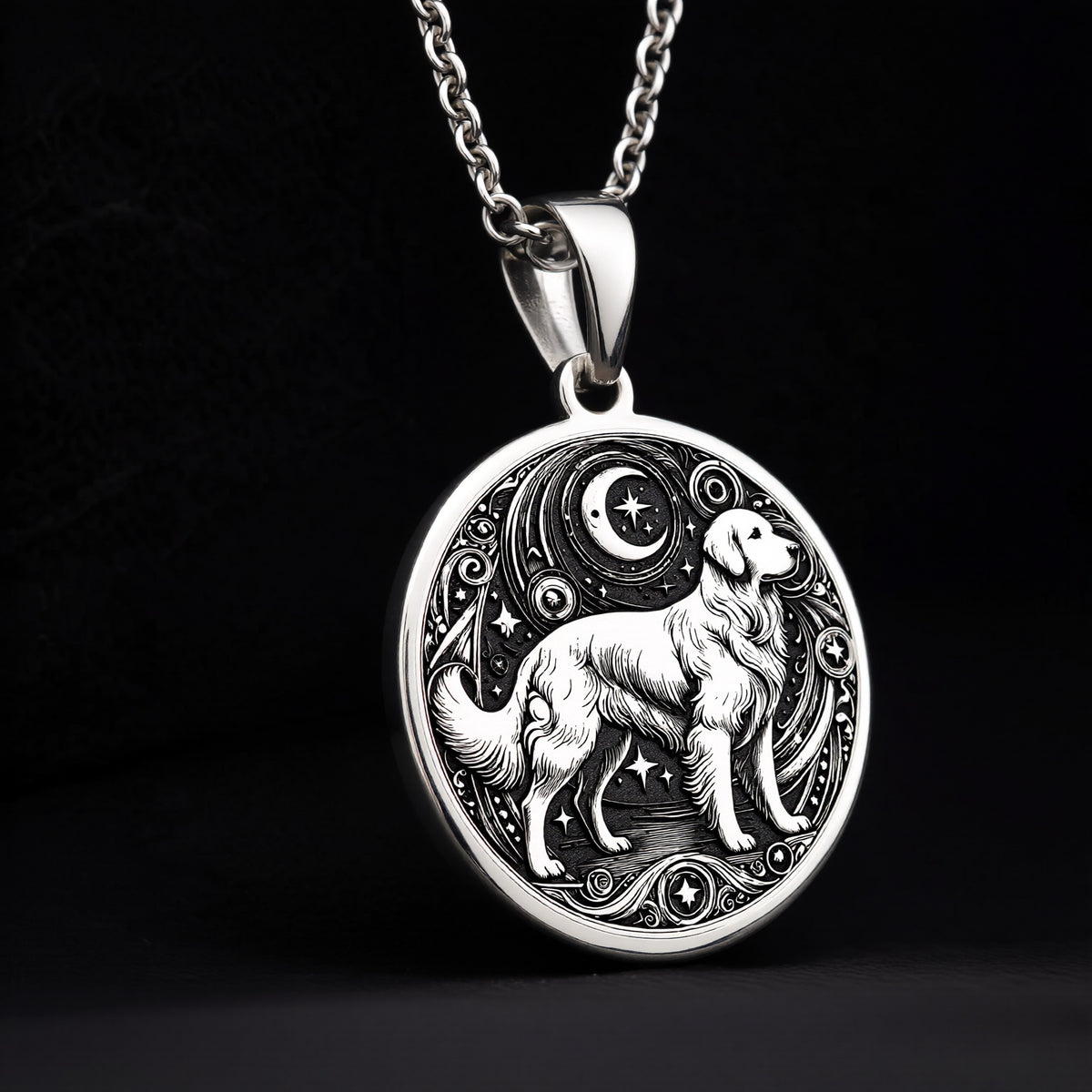 Golden Retriever Medallion - 925 Sterling Silver