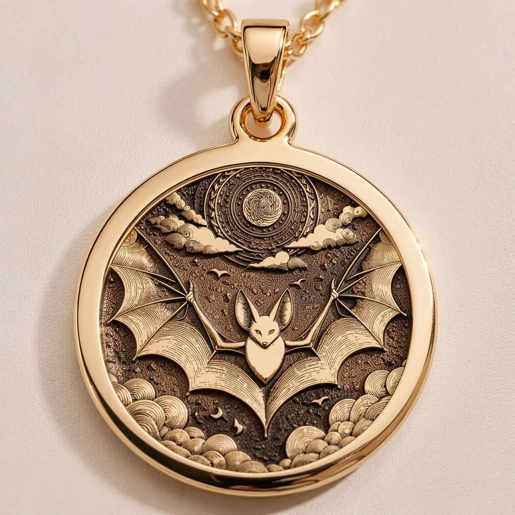 Gothic Bat Moon Pendant Necklace | Silver & Plated Options - Memento Mori Vampire Gift - Görsel 1, Animal Jewelry
