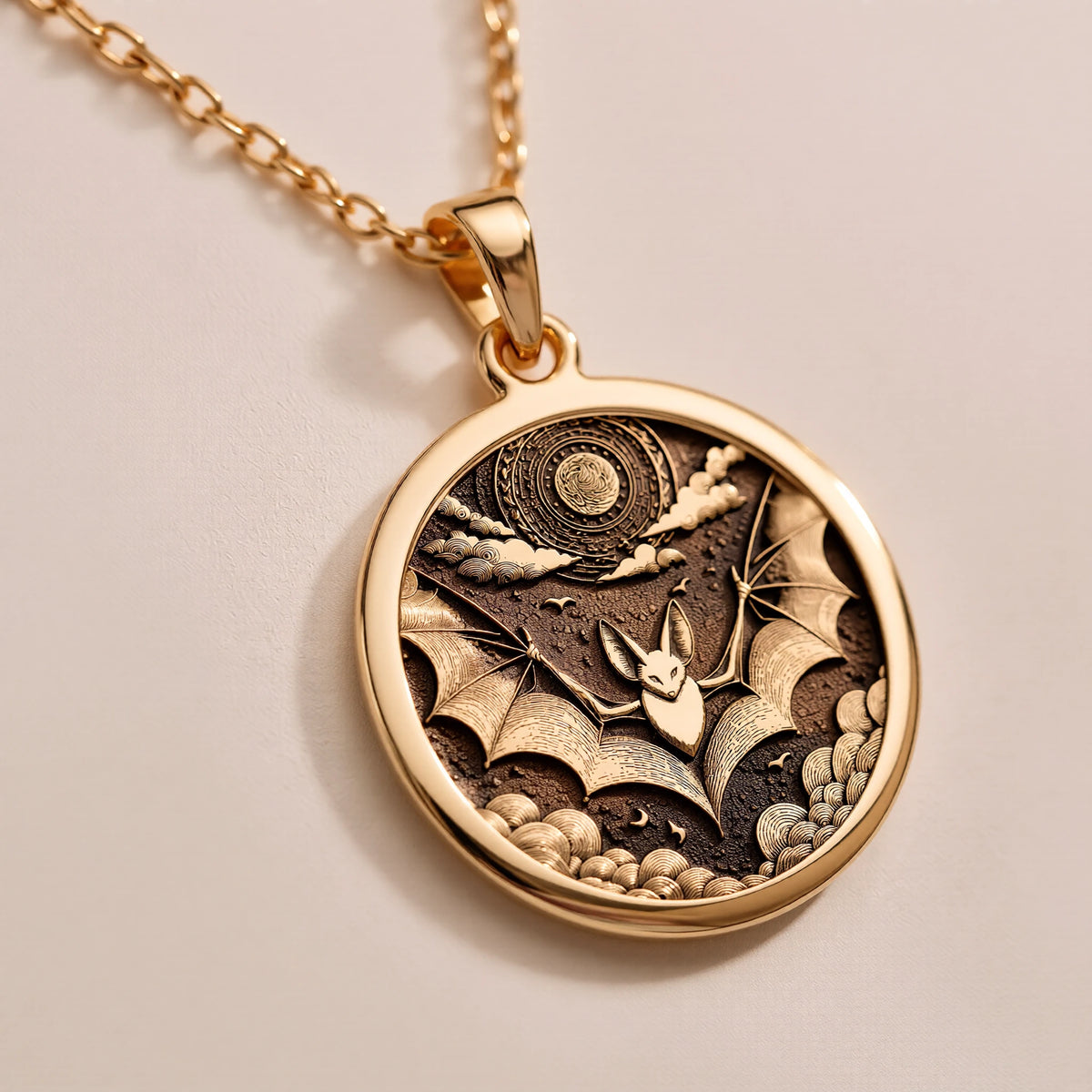 Gothic Bat Moon Pendant Necklace | Silver & Plated Options - Memento Mori Vampire Gift - Görsel 2, Animal Jewelry