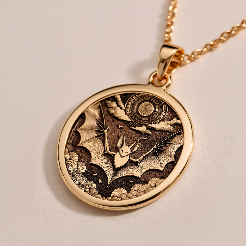 Gothic Bat Moon Pendant Necklace | Silver & Plated Options - Memento Mori Vampire Gift - Görsel 3, Animal Jewelry