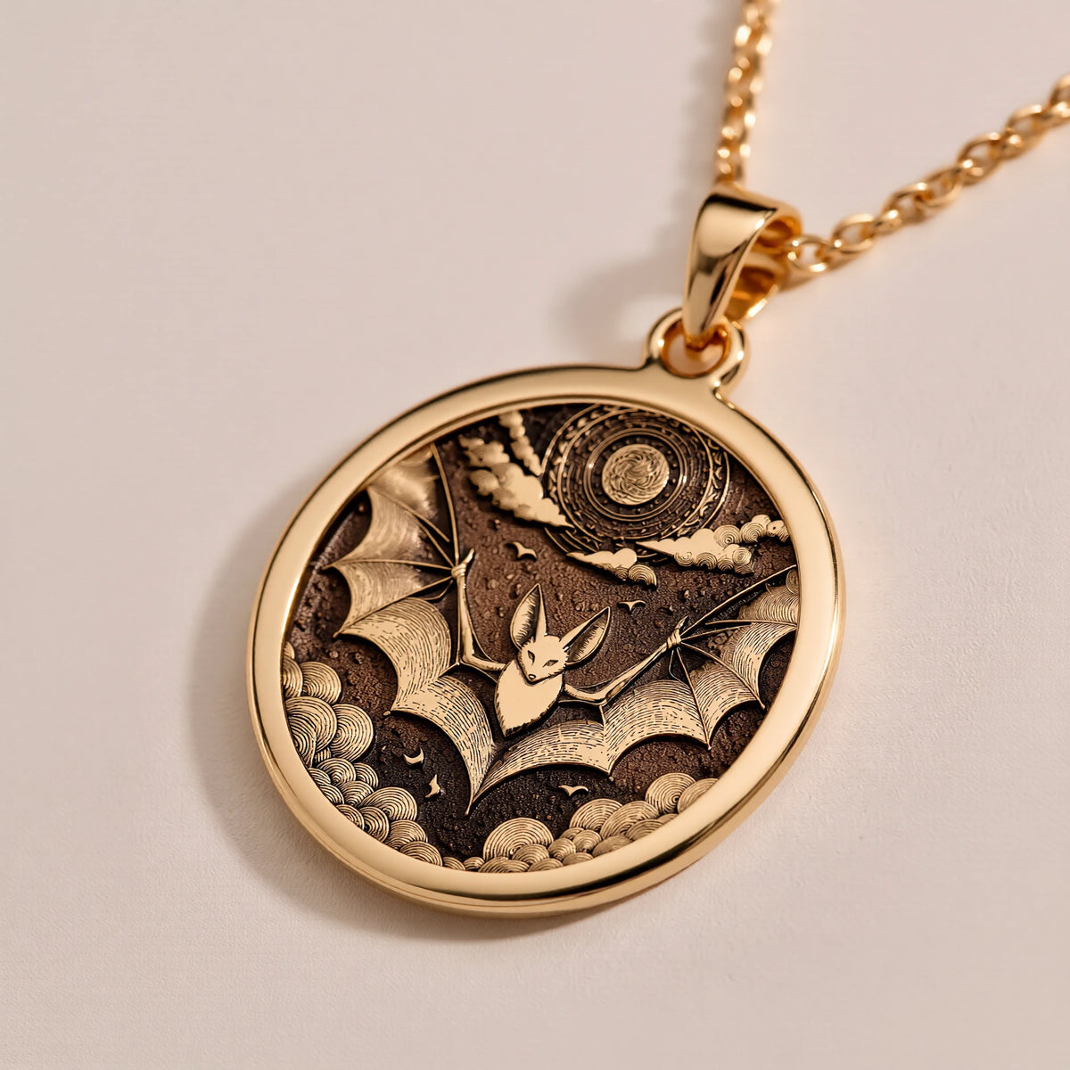 Gothic Bat Moon Pendant Necklace | Silver & Plated Options - Memento Mori Vampire Gift - Görsel 3, Animal Jewelry