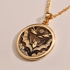 Gothic Bat Moon Pendant Necklace | Silver & Plated Options - Memento Mori Vampire Gift - Görsel 3, Animal Jewelry